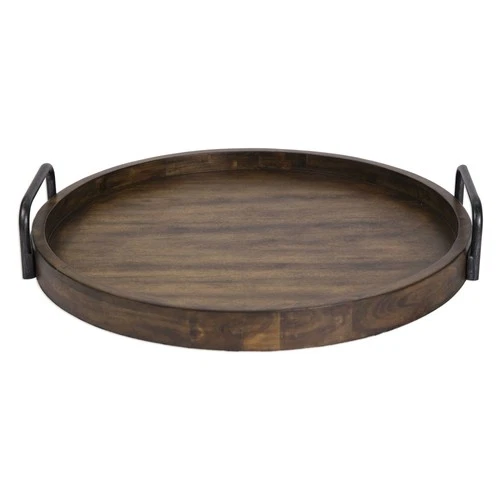 Uttermost 18749 Acacia Wood Reine 4" X 24" Round Wood Decorative Tray - Picture 1 of 2