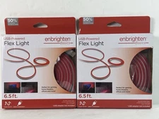 Enbrighten LED Rope Light LED Strip Lights 6.5 feet USB Powered Flexible x 2