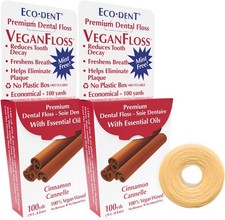 Dental Floss Oral Care Waxed Plant Based Vegan Cinnamon 100 Yds 2 Pack Healthy T