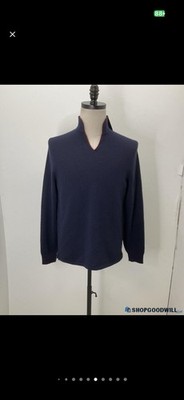 SEASE Italy Cashmere Sweater Navy w/ Elbow Patches Size 48 (M)   Made in Italy  