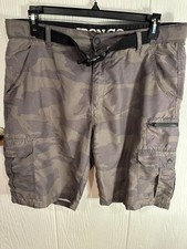 Iron Co Mens Cargo Shorts Size 36 Forest Camo Belted Utility Pockets NWOT