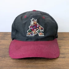 Used Vintage Phoenix Coyotes Snapback Hat, NHL Kachina Logo Black & Red Cap