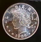 1985 Peace Dollar Design Trade Unit Round Rare Vt Bullion-0.999 Silver 1 Oz Coin