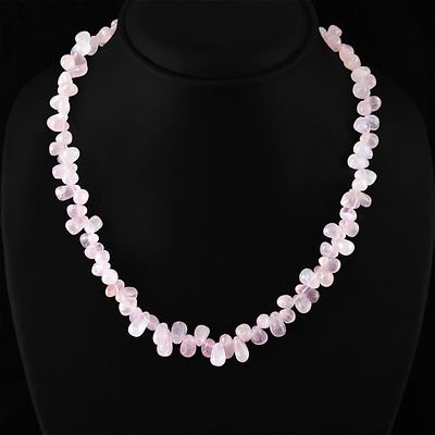 SCHÖNE NATÜRLICHE UNBEHANDELTE SATTE ROSA ROSENQUARZ PERLENKETTE 235,00 KT