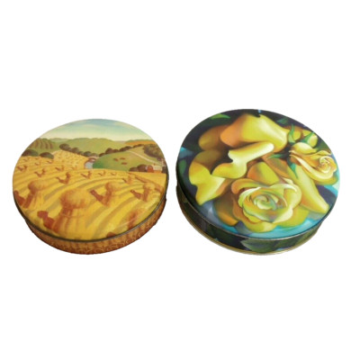 2 Nesting Cookie Tins Yellow Roses & Hay Fields/Century Resources