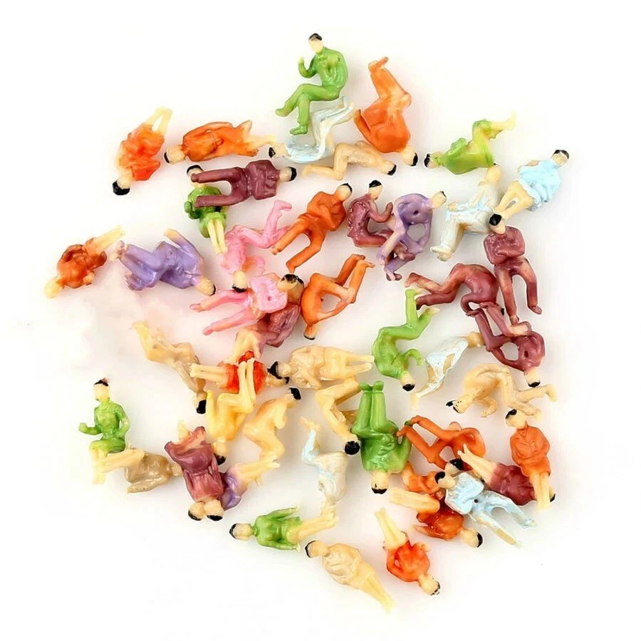 100x Spur N nur sitzende Figuren 1:160 Modellbahn bemalt Reisende für Waggons - Bild 3 von 4