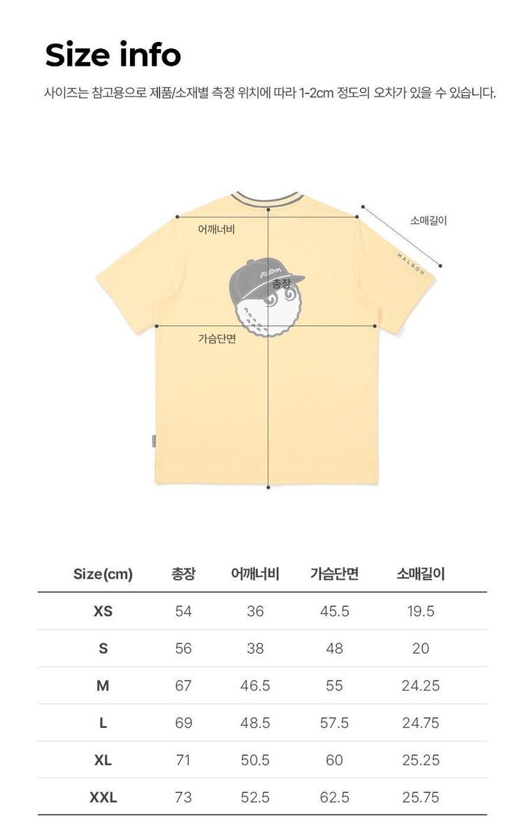 ■Malbon Golf■ Malbon Pigment Uni Round T-Shirt YELLOW Genuine Malbon Golf Malbon Pigment Uni Round T-Shirt YELLOW