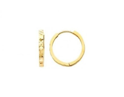 Flache quadratische Huggies Diamantschliff 2 mm Creolen 14 K Gelbgold Ohrringe Aretes de Oro
