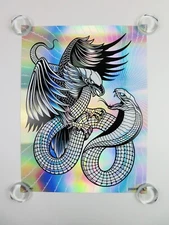 Palehorse Life Feeds on Life Eagle Serpent Rainbow Foil Screen Print Art Poster