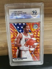 🤑HOF KARL MALONE🇺🇸USA TEAM 2019 PANINI MOSAIC💥ORANGE PRIZM💥GEM💥MT 10