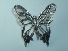 VINTAGE JOHN HARDY SIGNED BUTTERFLY SCARF HAIR CLIP BARRETTE SILVER TONE METAL