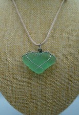 Light Green/Sea Foam Sea Glass Pendant: Heart Shape P 75 