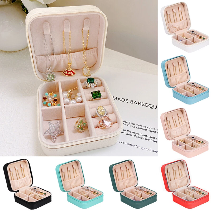 New Portable Jewelry Box Organizer Leather Jewelry Ornament Case