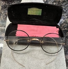 Pre 1920 Windsor 10k Gold marked Black Bakelite Wrapped Rims Eyeglasses  566