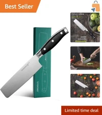 Ergonomic Nakiri Kitchen Knife 7’ with Full Tang - Ideal for Precision Cutting