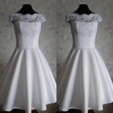 1950s Vintage Wedding Dresses Tea Length Short Lace Bridal Gown Plus Size