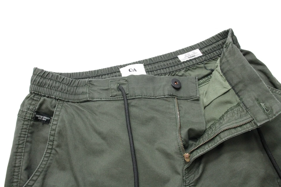 C&A Tapered Pantalones Hombre W32/L32 Pantalones Cintura Elástica Verde Oscuro - Imagen 4 de 4