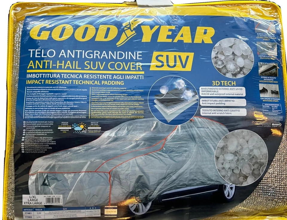 TELO COPRIAUTO PER SUV ANTIGRANDINE GOODYEAR TAGLIA S/M 460x178x155cm 6 mm - Immagine 2 di 4