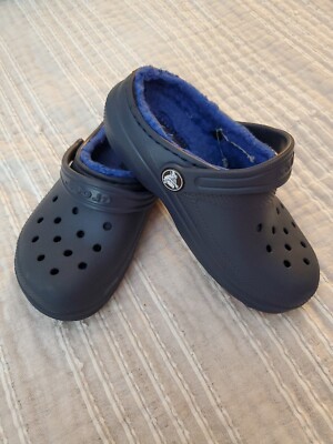Blue Crocs Kids  Slippers Baya Lined Clogs House Shoes 11 Boys Winter 