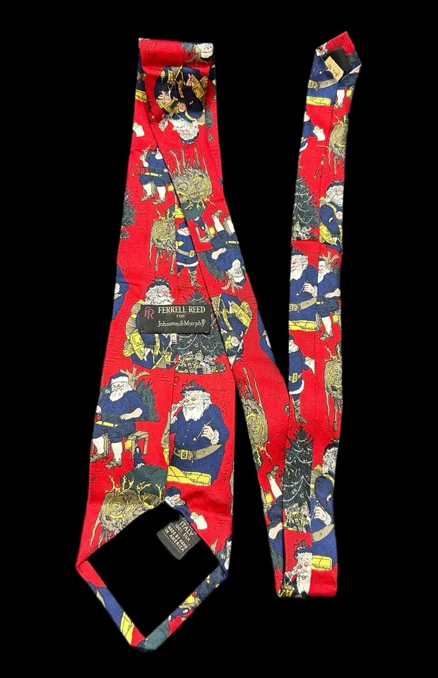 Corbata de cuello de Navidad de Papá Noel con caña de ferrón para hombre roja 54” de longitud Foto 2 de 4