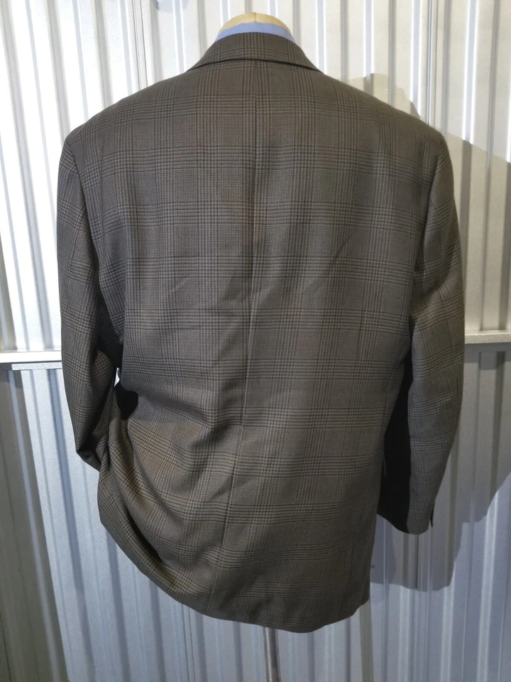 Brown & Blue Glen Plaid wool poly tweed Sport Coat Blazer Jacket 48L - Image 3 of 4