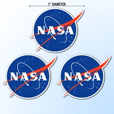 3 pcs NASA "Meatball" Logo Space Vinyl Glossy Sticker 1" Diameter