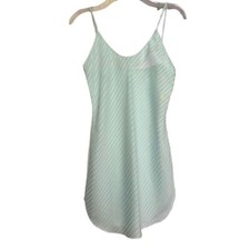 Victoria's Secret Lingerie Mint Gold Thread Pinstripe Satin Slip Dress Sz. S R
