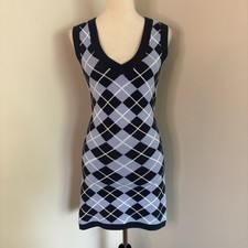 NWT Hollister Argyle Sweater Dress Knit VNeck Mini Preppy Y2K Retro Knit Small