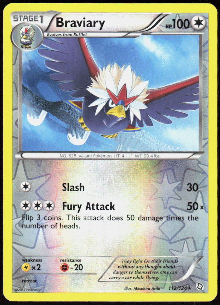 Braviary 112/124 Rare Dragons Exalted Pokemon Reverse Holo Lightly Played