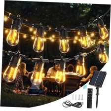 S14 Solar String Lights Outdoor with Remote 100 FT, USB 100FT-Solar(34+3 Bulbs)