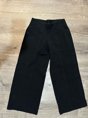 Old Navy Pixie Wide Leg Cropped Pants Black High Rise Women s M