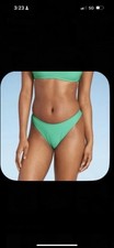 Women's Scoop Front Low-Rise High Leg Cheeky Bikini Bottom Wild Fable Green S