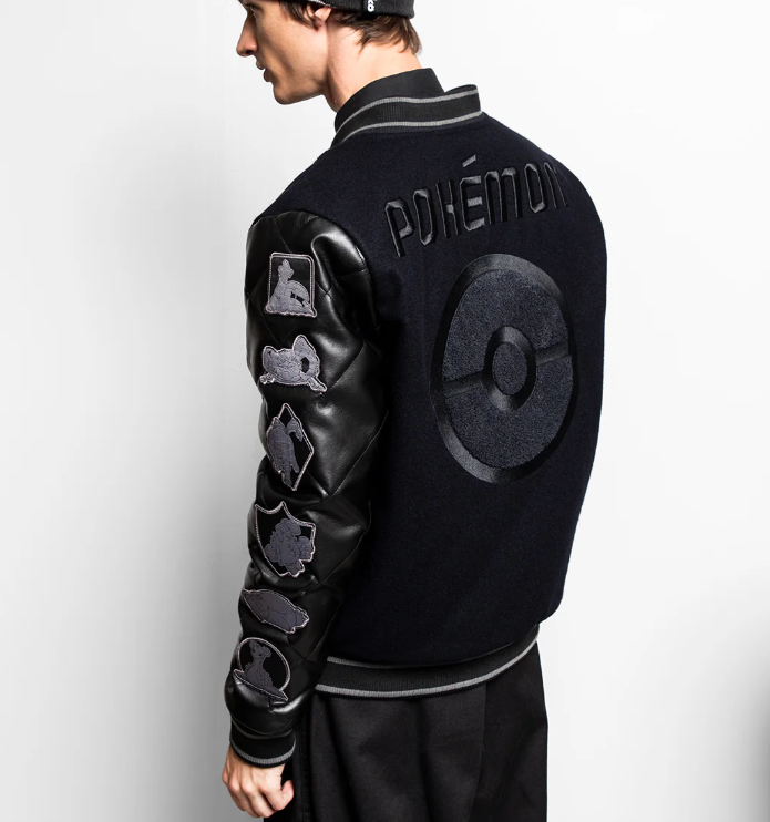 Pokemon Jacket Mens Small Black Trainer Varsity Letterman Bomber