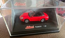 Schuco Porsche 911 1:87 Diecast Model Car Red/Black in Display Case