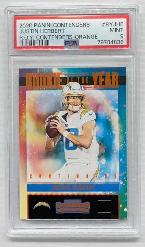 Justin Herbert Panini Contenders Rookie of the Year Contenders #RYJHE Orange
