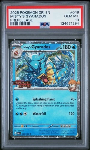PSA 10 2025 Destined Rivals Prerelease Misty’s Gyarados 049/182 Holo