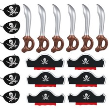 Pirate Accessories Set 18PCS Captain Costume Decorations Role Play Hat 6 Patch 6