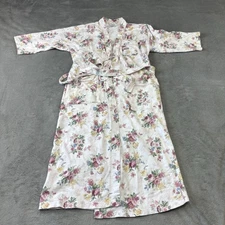 Earth Angels Wrap Robe Womens Small 8/10 Floral Embroidery Pockets Belted Cotton