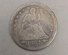 1854 Seated Liberty Silver Quarter 25c - Philadelphia Mint