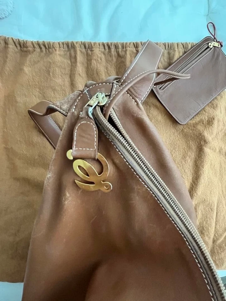 Auténtica Mochila LOEWE Anton 307.10.L72 Mochila de Cuero Naranja Foto 4 de 4