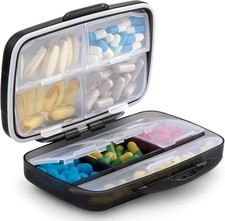 Travel Pill Organizer Large Portable Medication Oversize 8 Compartment Pill B...