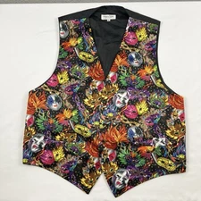 Vittorio Farina Mardi Gras Harlequin Vest Men’s Large Multicolor Suit Vest