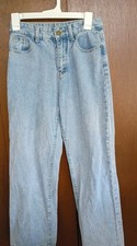 Light Blue Denim Straight Leg Jeans Cotton Button Zip 5-Pocket Women size small