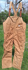 Vtg WALLS BLIZZARD-PRUF INSULATED TAN CANVAS BIB OVERALLS USA-2XL Regular-NICE