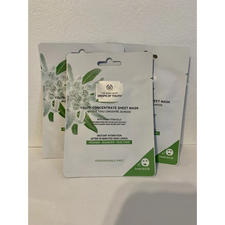 (3) THE BODY SHOP Drops Of Youth Concentrate Sheet Mask NEW DOY Edelweiss Set - Image 3 of 4