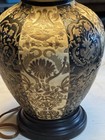 Vintage EE Co Ginger Jar Table Lamp Base Black Gold Porcelain Crazing 60s 70s — photo 4