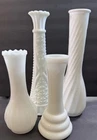 Vintage Milk Glass Bud Vases Lot Of 4 Assorted Styles Cottage Core Wedding Decor