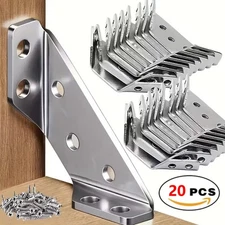 20x Angle Corner Bracket Corner Brace Triangular Corner Connector For Furniture