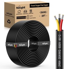 Nilight Electrical Wire Connectors 30FT 20 Gauge 3 Conductor Red Black Yellow