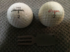 Vintage Pair Hogan Golf Balls. 3 Apex S 90, 2 392 and Action Line divot tool.